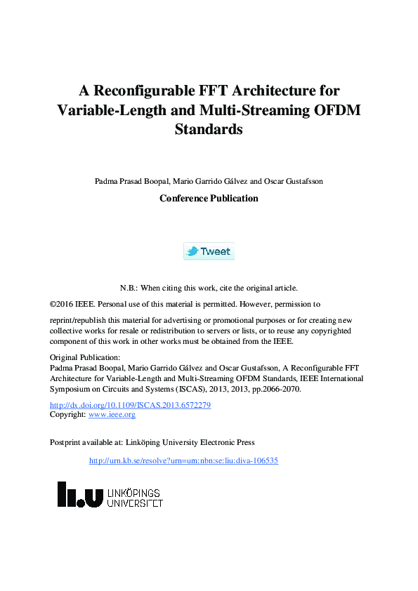 (PDF) A reconfigurable FFT architecture for variable-length and multi ...