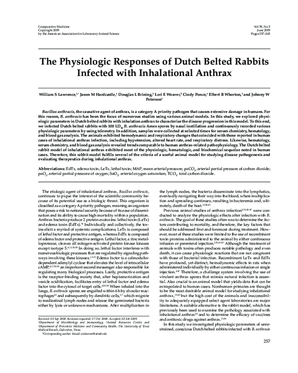 (PDF) The physiologic responses of Dutch belted rabbits infected with ...
