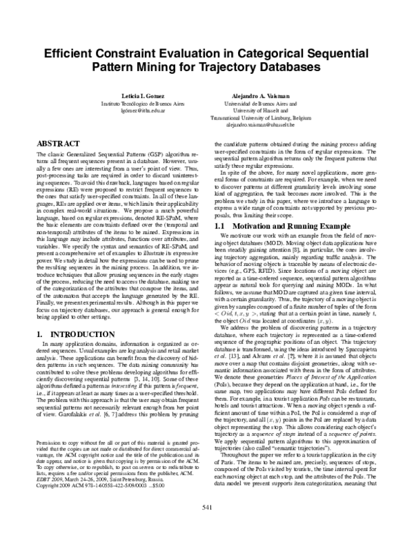(PDF) Efficient constraint evaluation in categorical sequential pattern ...