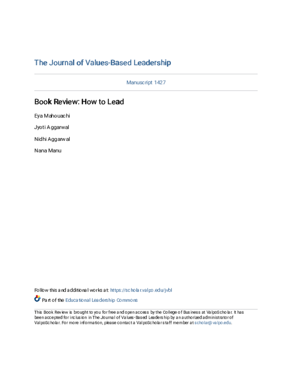 Book Review How to Lead