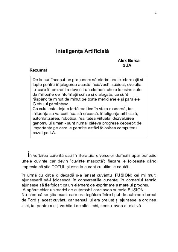 (DOC) Intelig ența Artific ială