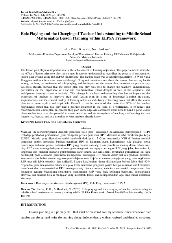 (PDF) Role Playing and the Changing of Teacher Understanding to Middle ...
