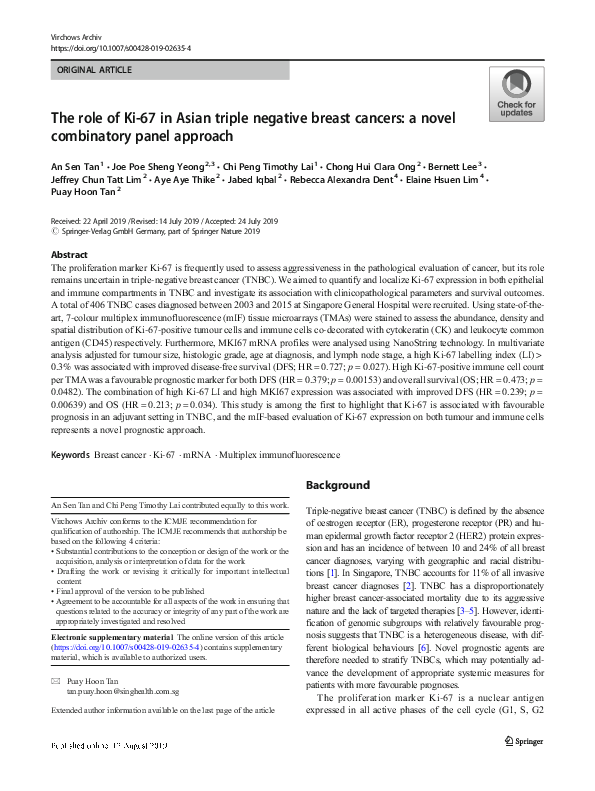 (PDF) The role of Ki-67 in Asian triple negative breast cancers: a ...