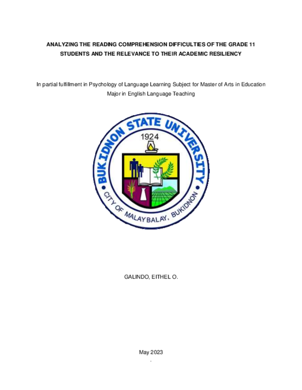 (PDF) ANALYZING THE READING COMPREHENSION DIFFICULTIES OF THE GRADE 11 ...