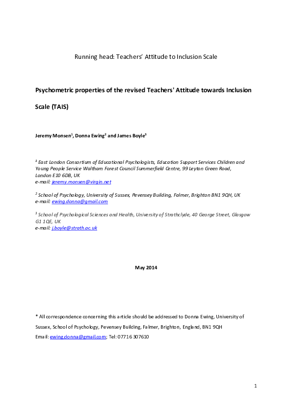 (PDF) Psychometric Properties of the Revised Teachers' Attitude Toward ...