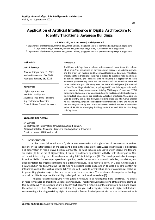 (PDF) Application of Artificial Intelligence in Digital Architecture to ...