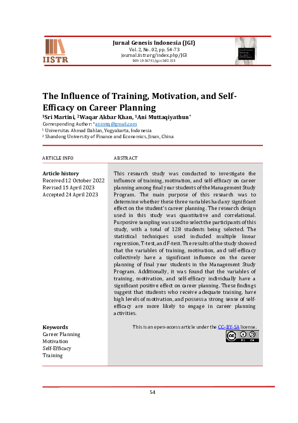 (PDF) The Influence of Training, Motivation, and Self-Efficacy on ...