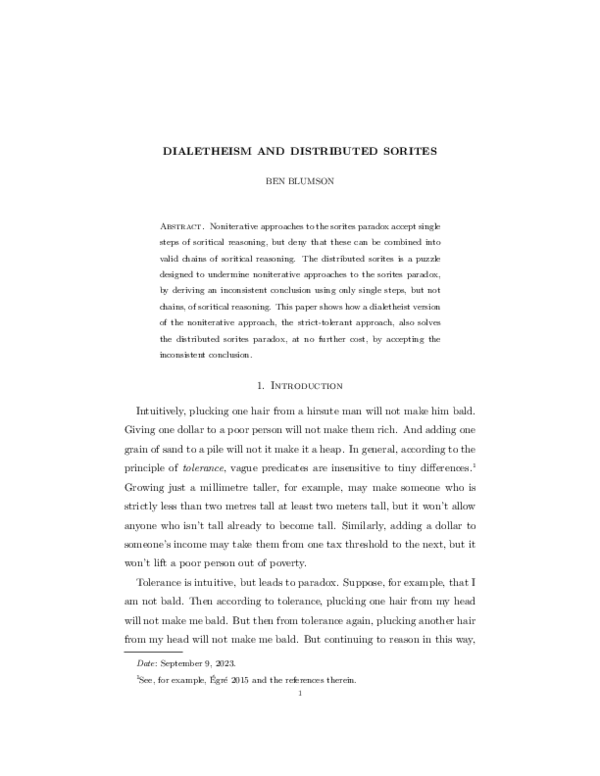(PDF) Dialetheism and Distributed Sorites