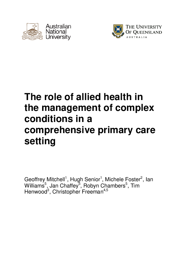 (PDF) The role of allied health in the management of complex conditions ...