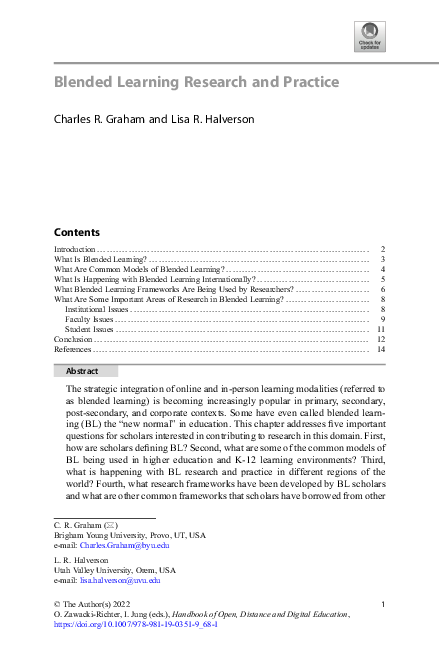 (PDF) Blended Learning Research and Practice