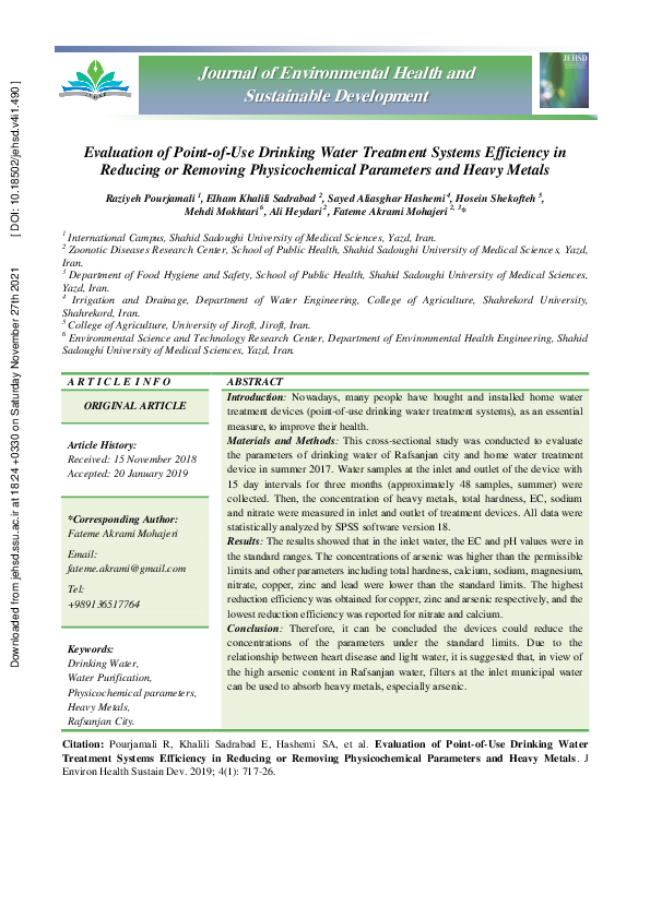 (PDF) Evaluation of point-of-use drinking water treatment systems ...