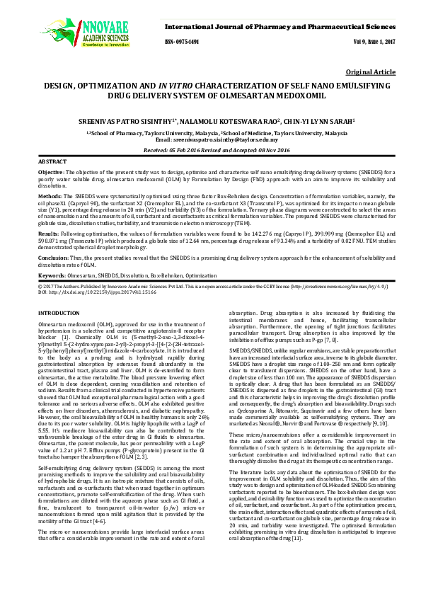 (PDF) DESIGN, OPTIMIZATION AND IN VITRO CHARACTERIZATION OF SELF NANO ...