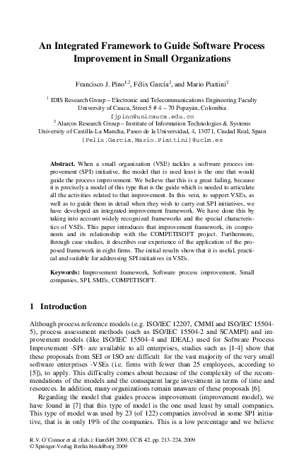 (PDF) An integrated framework to guide software process improvement in ...