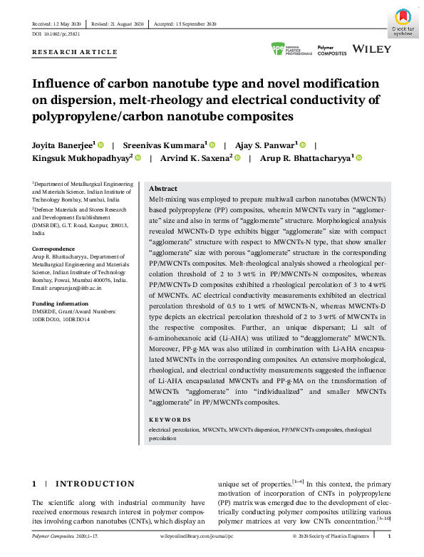 (PDF) Influence of carbon nanotube type and novel modification on ...