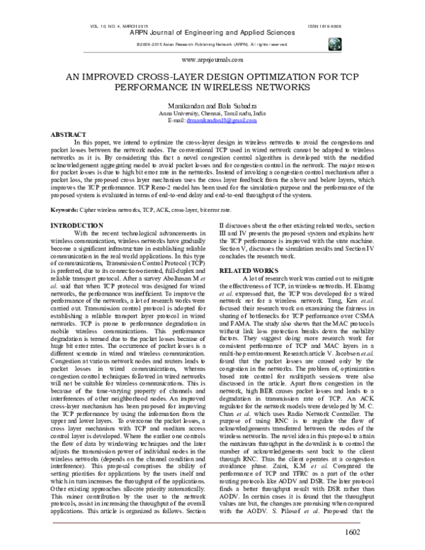 (PDF) An Improved Cross-Layer Design Optimization For TCP Performance ...