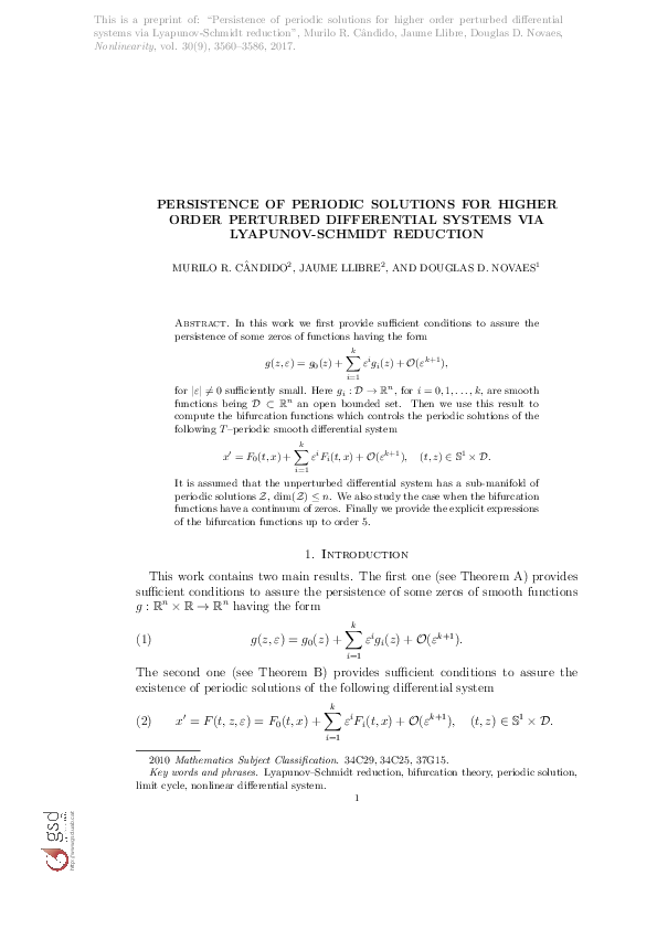 (PDF) Persistence of periodic solutions for higher order perturbed ...