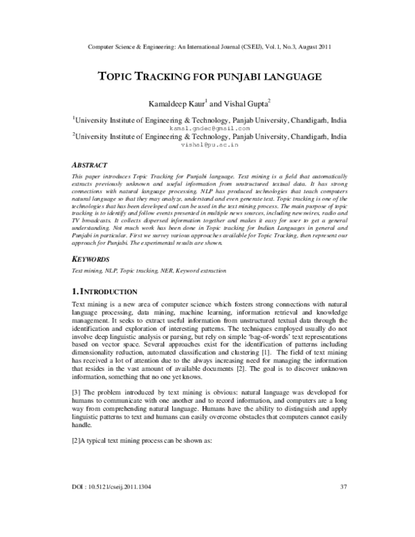 (PDF) Racking for Punjabi Language Kamaldeep Kaur Academia.edu