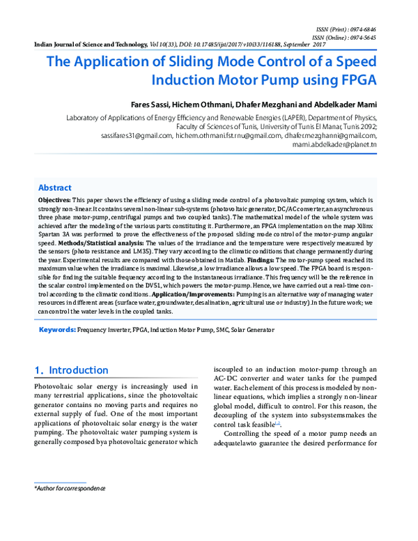 (PDF) The Application of Sliding Mode Control of a Speed Induction ...