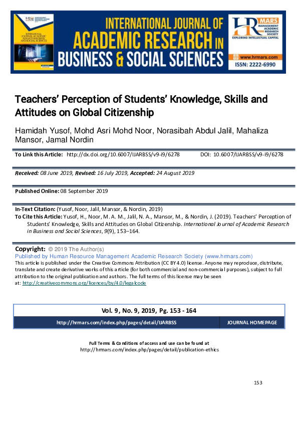 (PDF) Teachers' Perception of Students' Knowledge, Skills and Attitudes ...