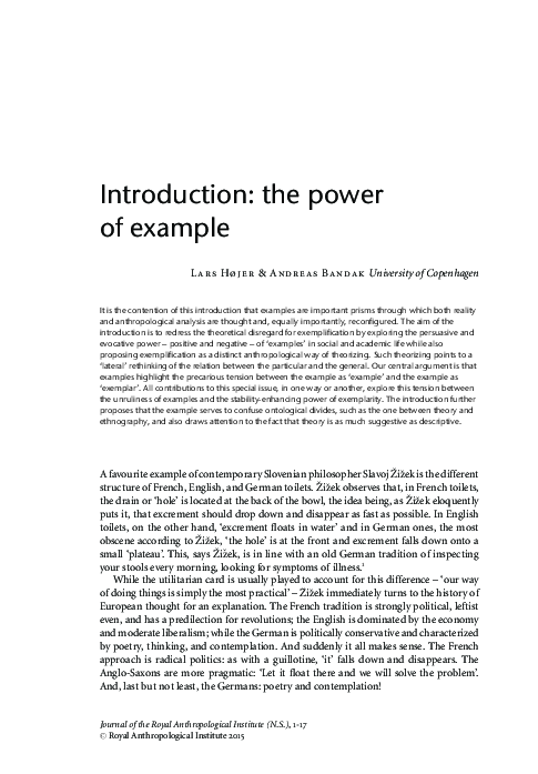 (PDF) Introduction: the power of example
