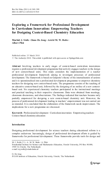 (PDF) Exploring a Framework for Professional Development in Curriculum ...