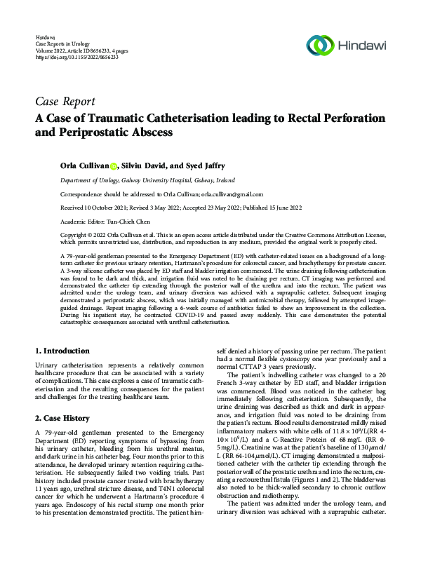 (PDF) A Case of Traumatic Catheterisation leading to Rectal Perforation ...