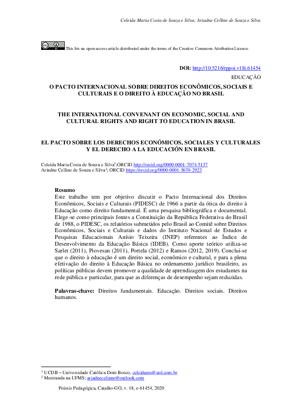 (PDF) O PACTO INTERNACIONAL SOBRE DIREITOS ECONÔMICOS, SOCIAIS E ...