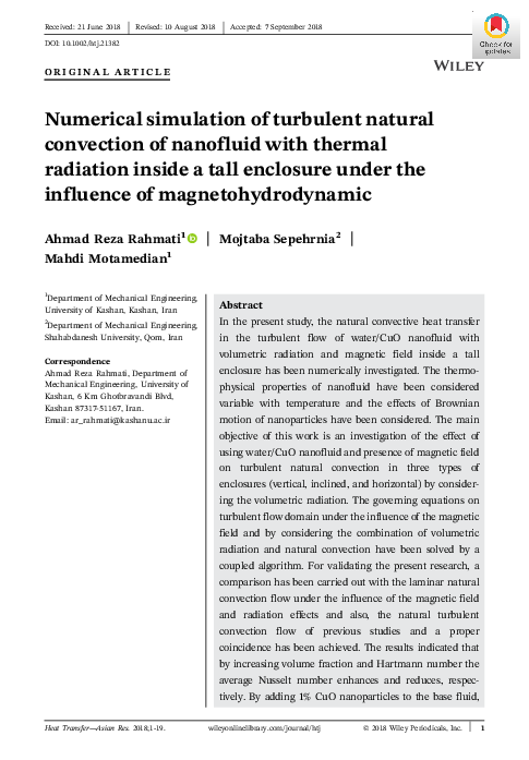 (PDF) Numerical simulation of turbulent natural convection in a ...