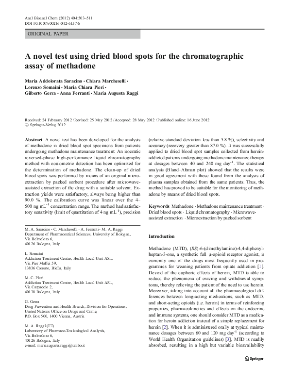 (PDF) A novel test using dried blood spots for the chromatographic ...