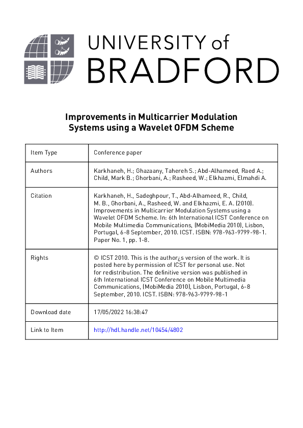 (PDF) Improvements in Multicarrier Modulation Systems Using a Wavelet ...