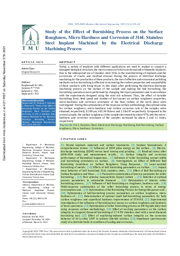 (PDF) Study of the Effect of Burnishing Process on the Surface ...