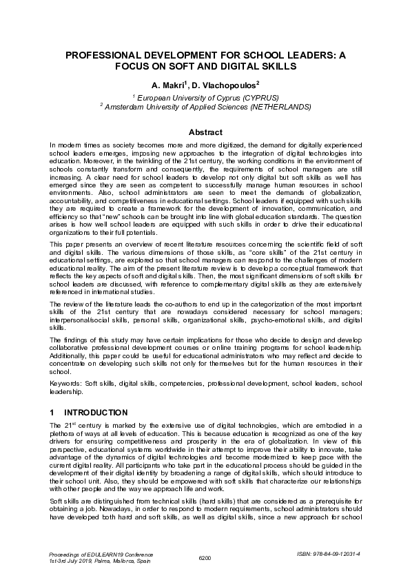 (PDF) Professional Development for School Leaders A Focus on Soft and Digital Skills Agoritsa