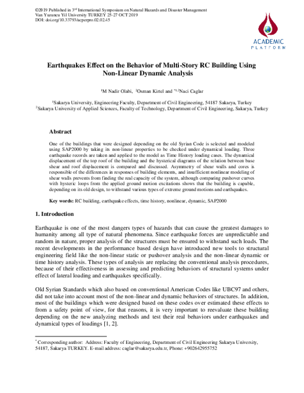 (PDF) Earthquakes Effect on the Behavior of Multi-Story RC Building ...