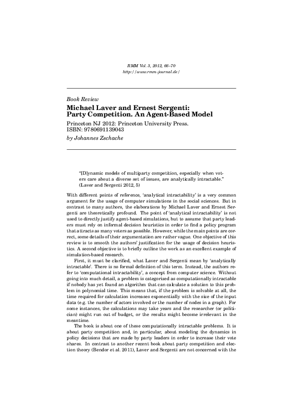 (PDF) Party Competition: An Agent-Based Model