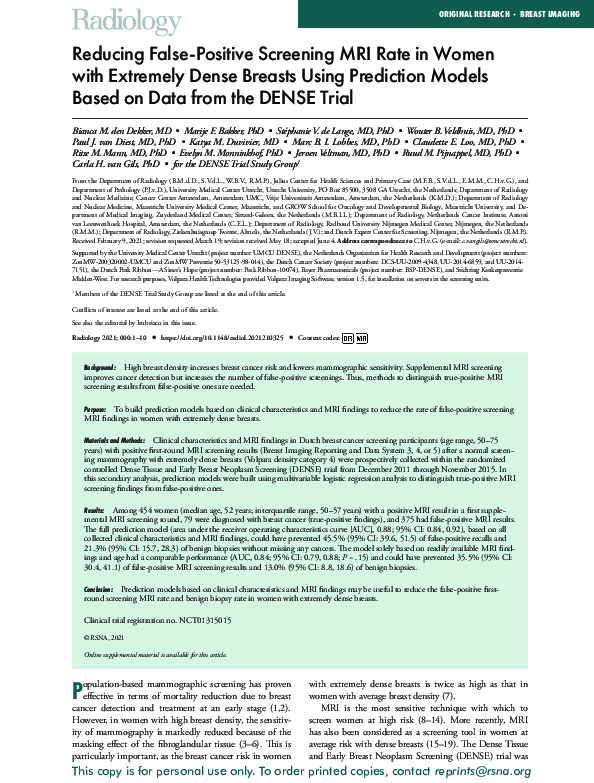 (PDF) Reducing False-Positive Screening MRI Rate in Women with ...