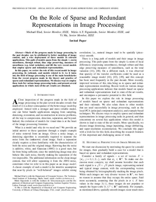 (PDF) On the Role of Sparse and Redundant Representations in Image ...