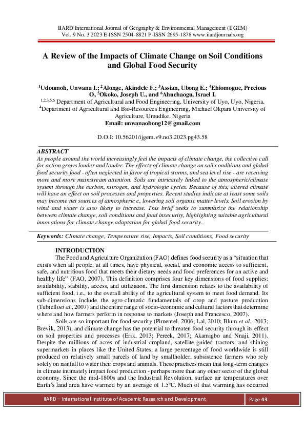 (PDF) A Review of the Impacts of Climate Change on Soil Conditions and ...
