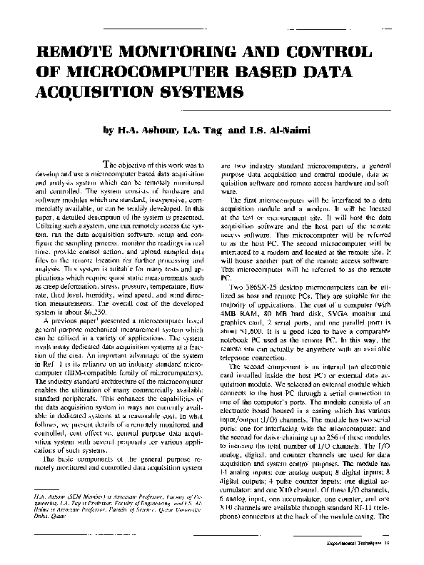 (PDF) Remote Monitoring and Control of Microcomputer Rased Data ...