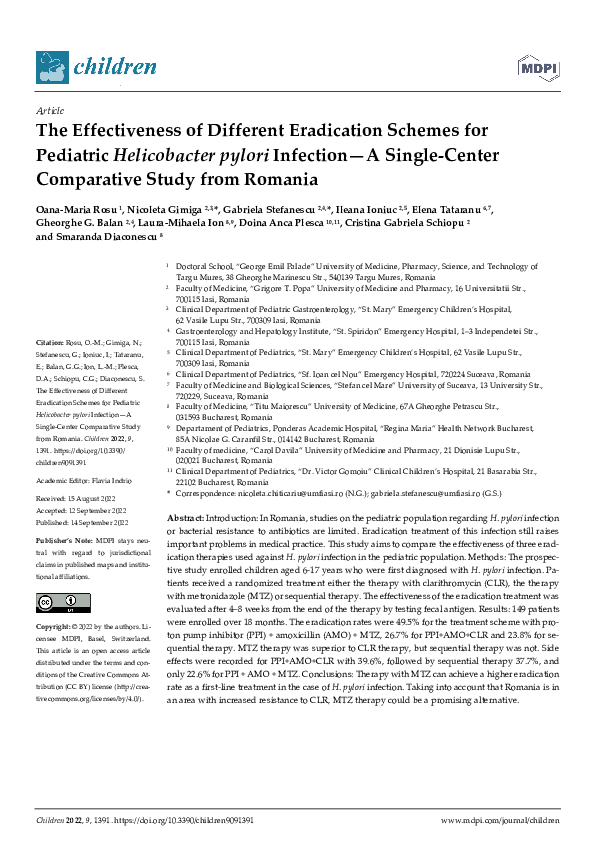(PDF) The Effectiveness of Different Eradication Schemes for Pediatric ...