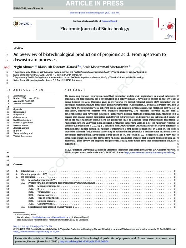 (PDF) An overview of biotechnological production of propionic acid ...