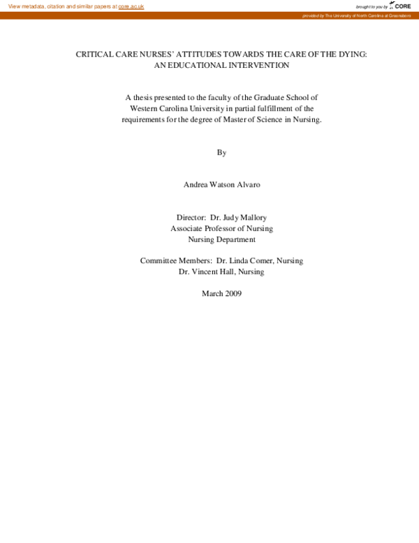 (PDF) Critical Care Nurses'Attitudes Towards the Care of the Dying: An ...
