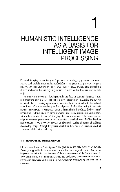 (PDF) Humanistic Intelligence as a Basis for Intelligent Image Processing
