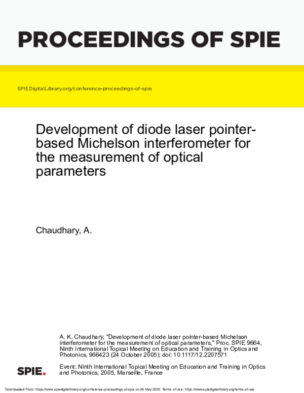 (PDF) Development of diode laser pointer-based Michelson interferometer ...