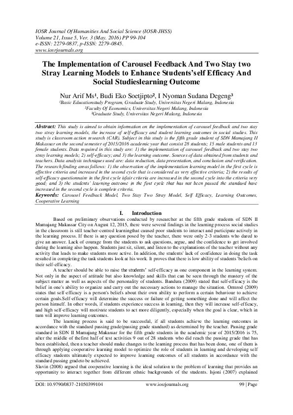 (PDF) The Implementation of Carousel Feedback And Two Stay two Stray ...