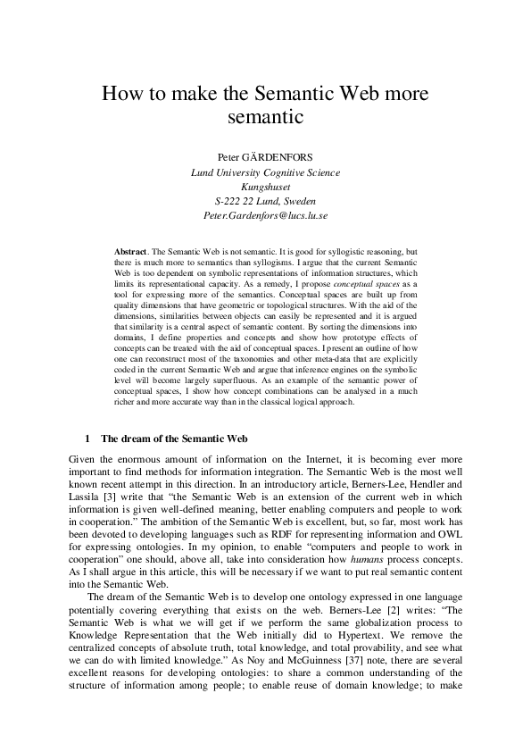 (PDF) How to make the semantic web more semantic