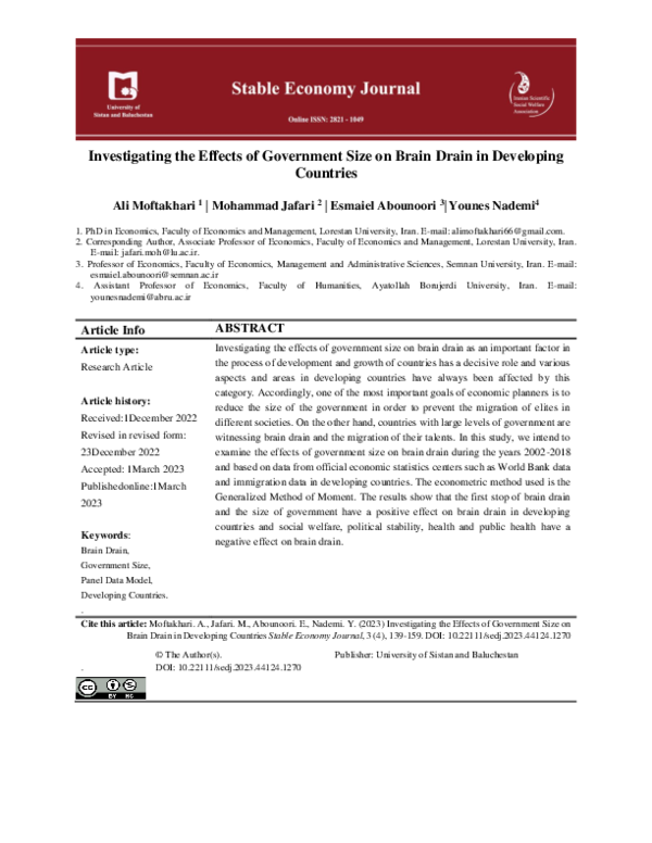 (PDF) Investigating the Effects of Government Size on Brain Drain in ...