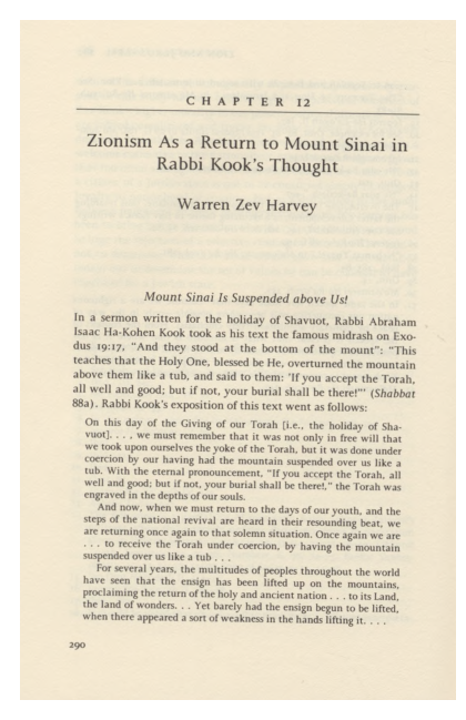 (PDF) Warren Zev Harvey, “Zionism As a Return to Mount Sinai in Rabbi ...