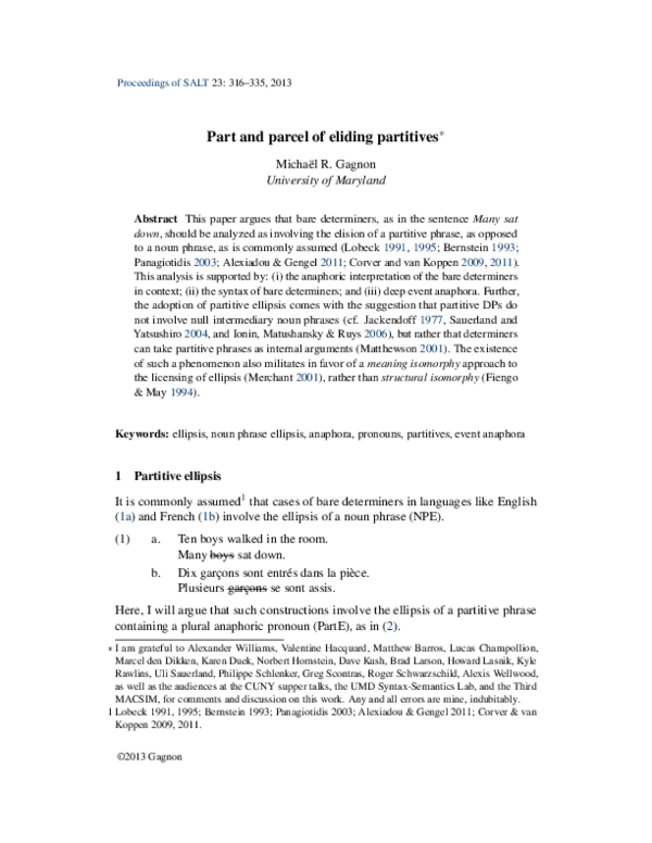 (PDF) Part and parcel of eliding partitives