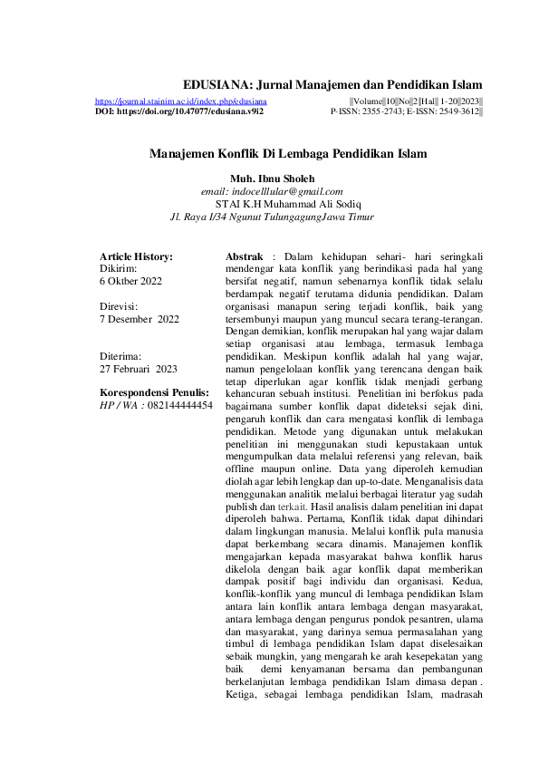(PDF) EDUSIANA: Jurnal Manajemen dan Pendidikan Islam