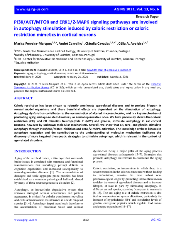 (PDF) PI3K/AKT/MTOR and ERK1/2-MAPK signaling pathways are involved in ...